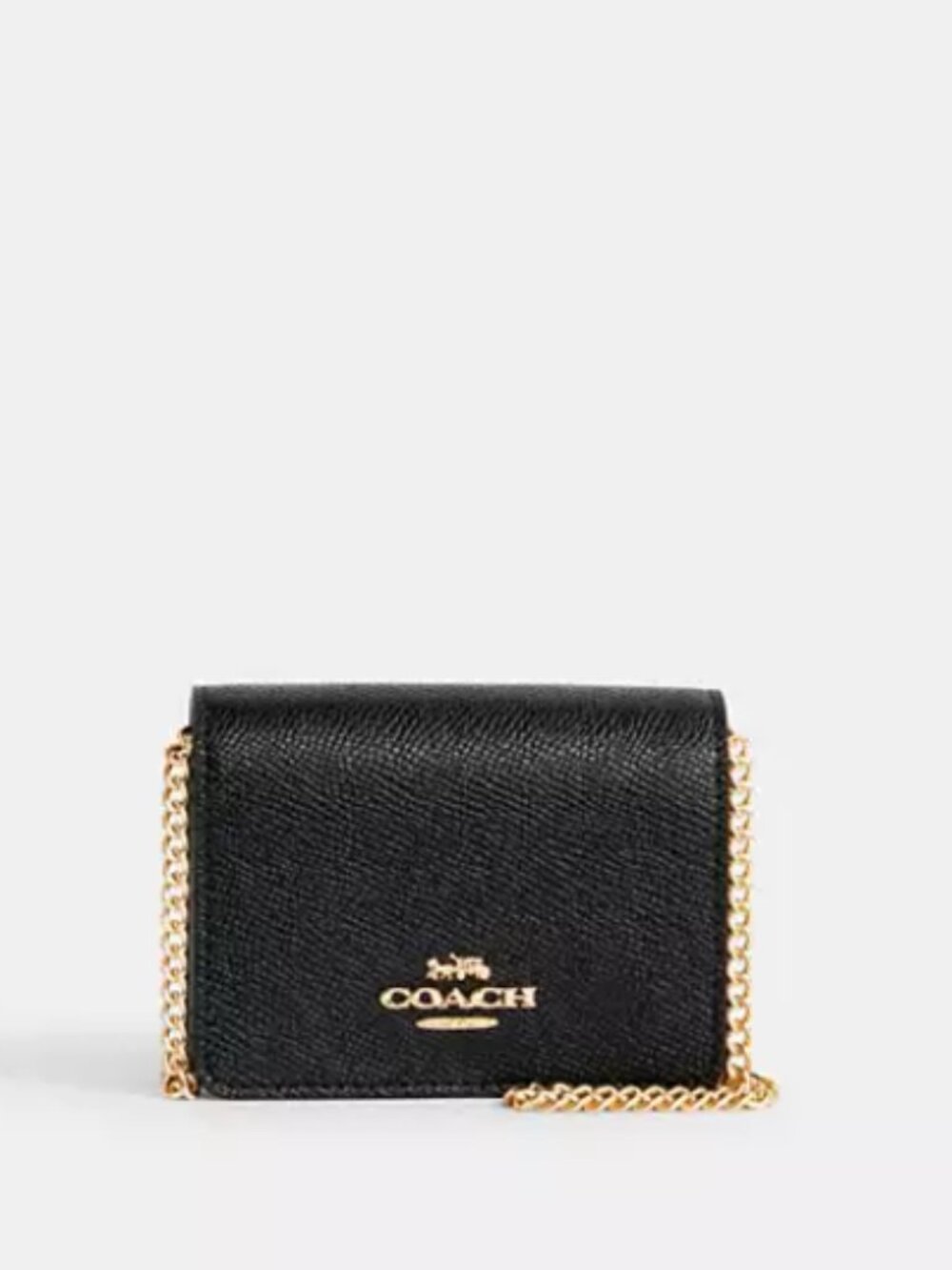 Coach Mini Wallet On A Chain In Signature Canvas - Black - Gold Chain